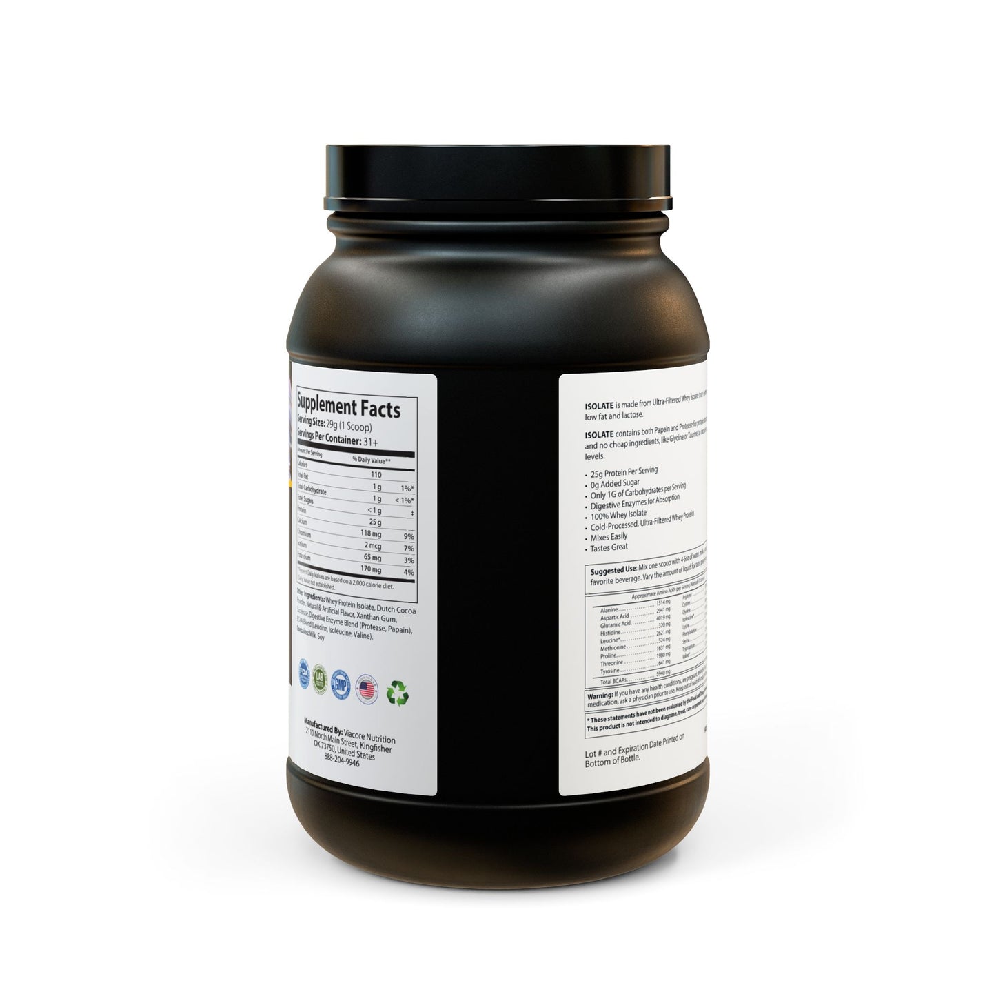Jacksonville Rugby Whey Isolate Protein Supplement (907g, 2lb)